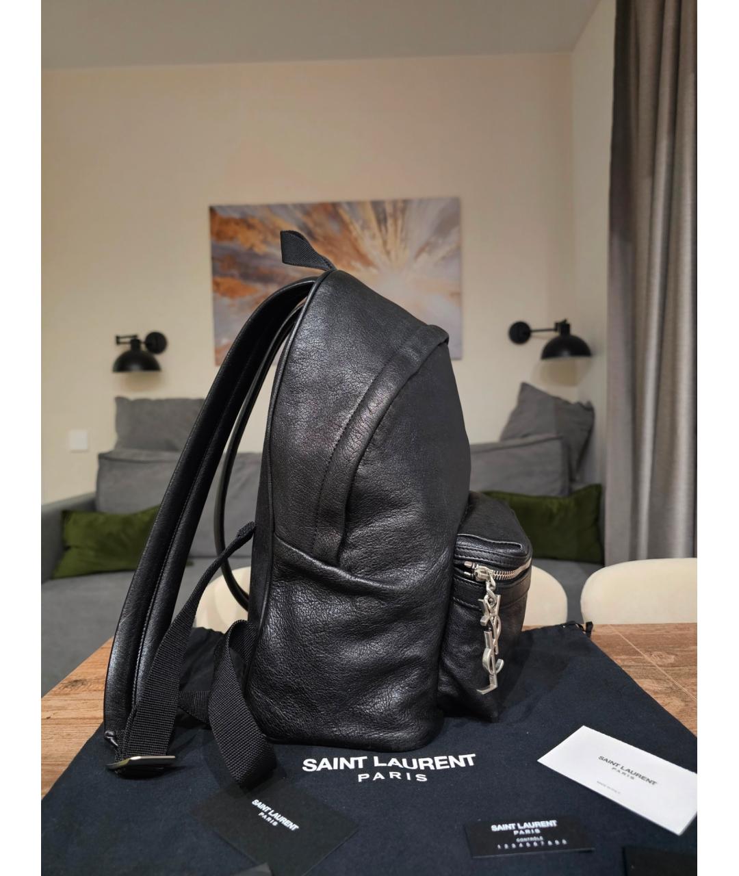 SAINT LAURENT Черный кожаный рюкзак, фото 3