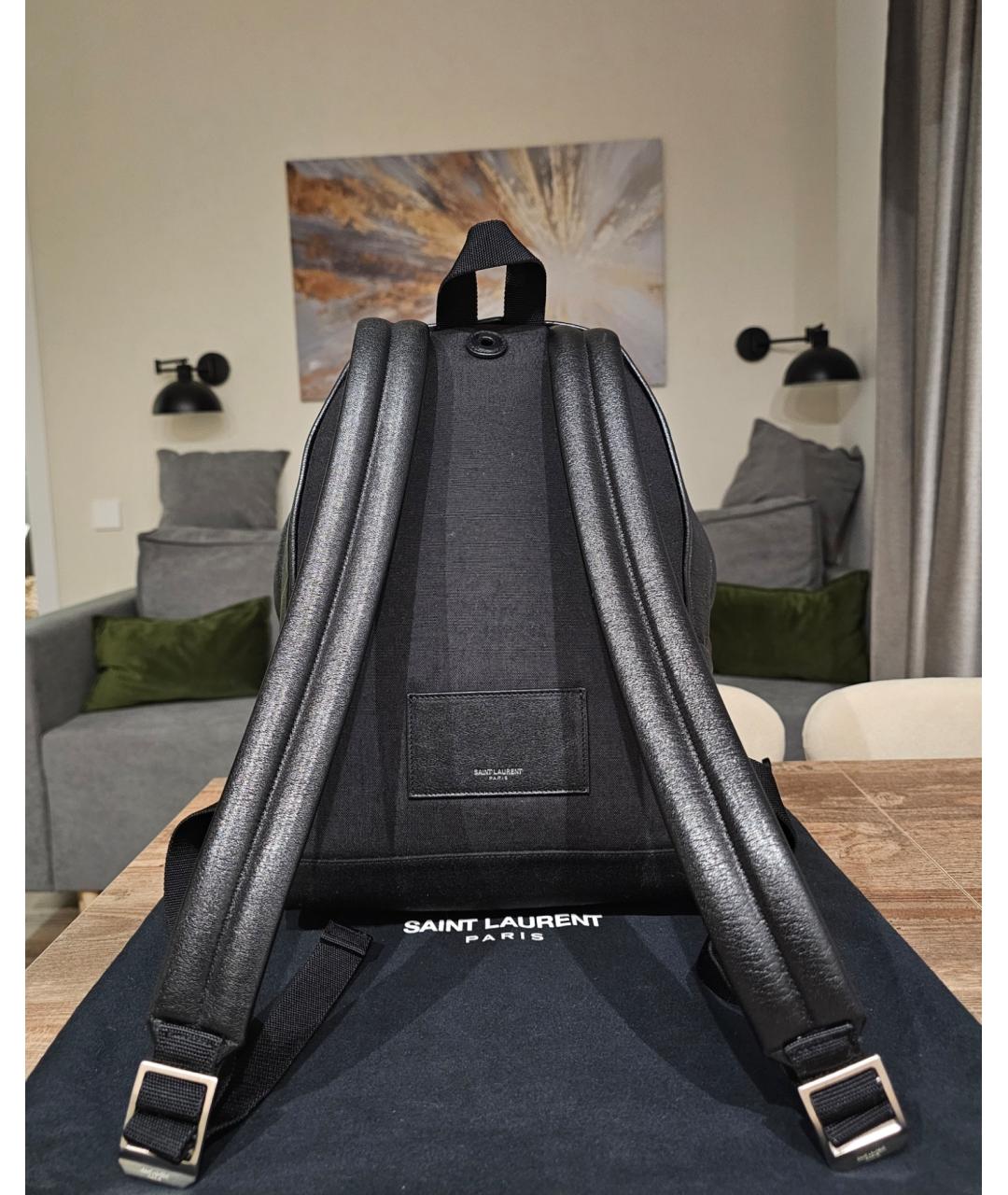 SAINT LAURENT Черный кожаный рюкзак, фото 4