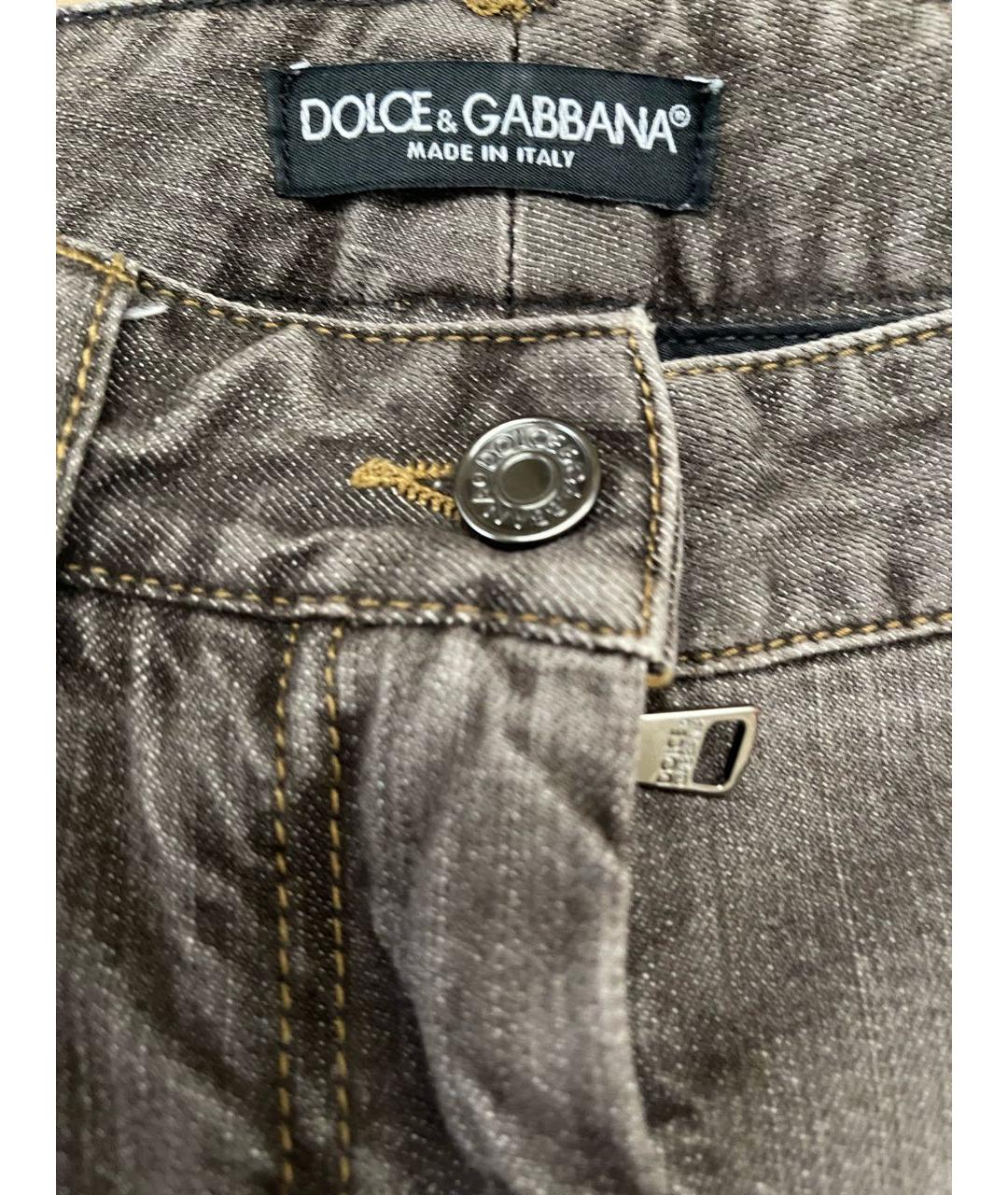 DOLCE&GABBANA Коричневые хлопковые джинсы слим, фото 4