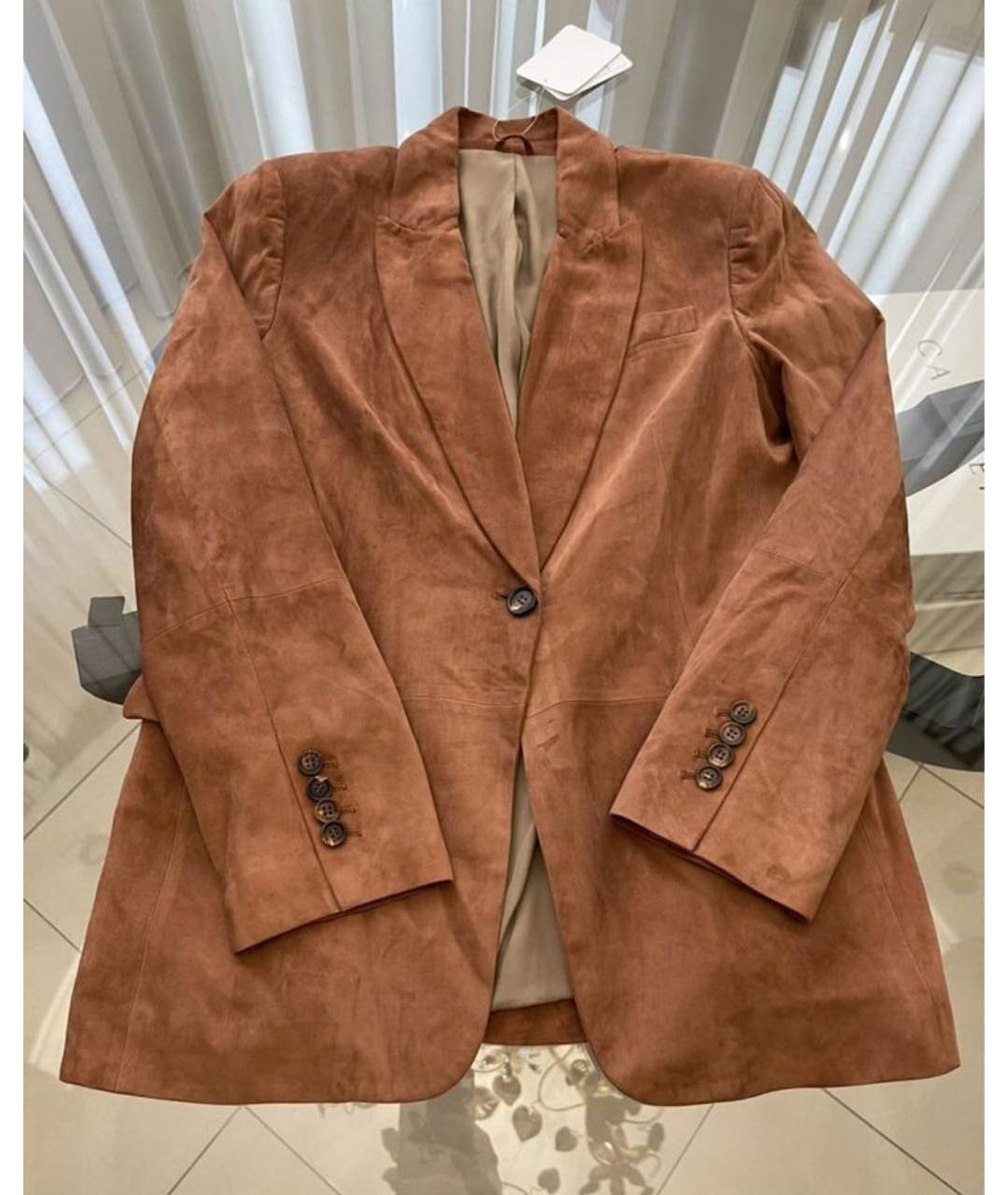 BRUNELLO CUCINELLI Коричневый замшевый жакет/пиджак, фото 5