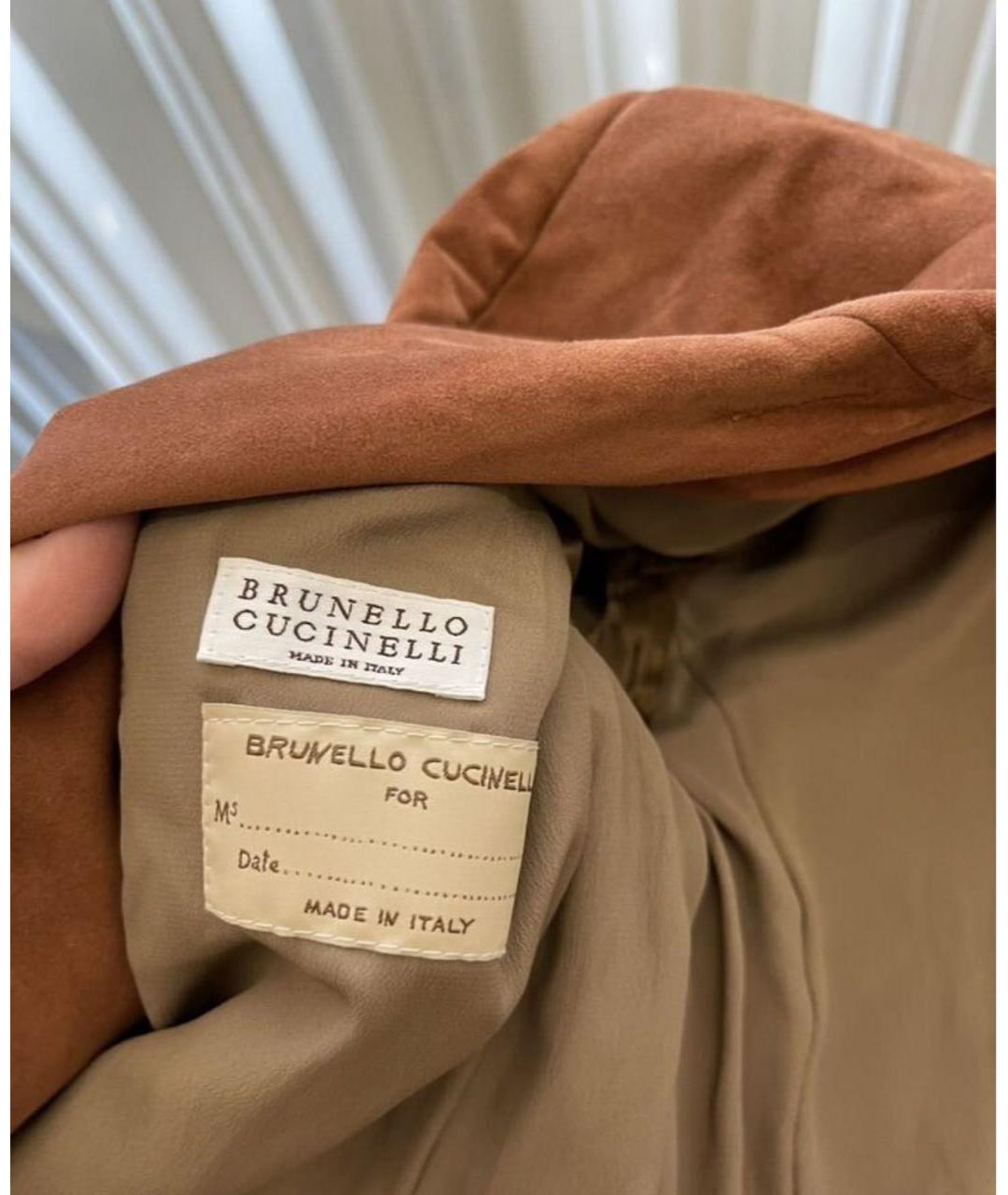 BRUNELLO CUCINELLI Коричневый замшевый жакет/пиджак, фото 3