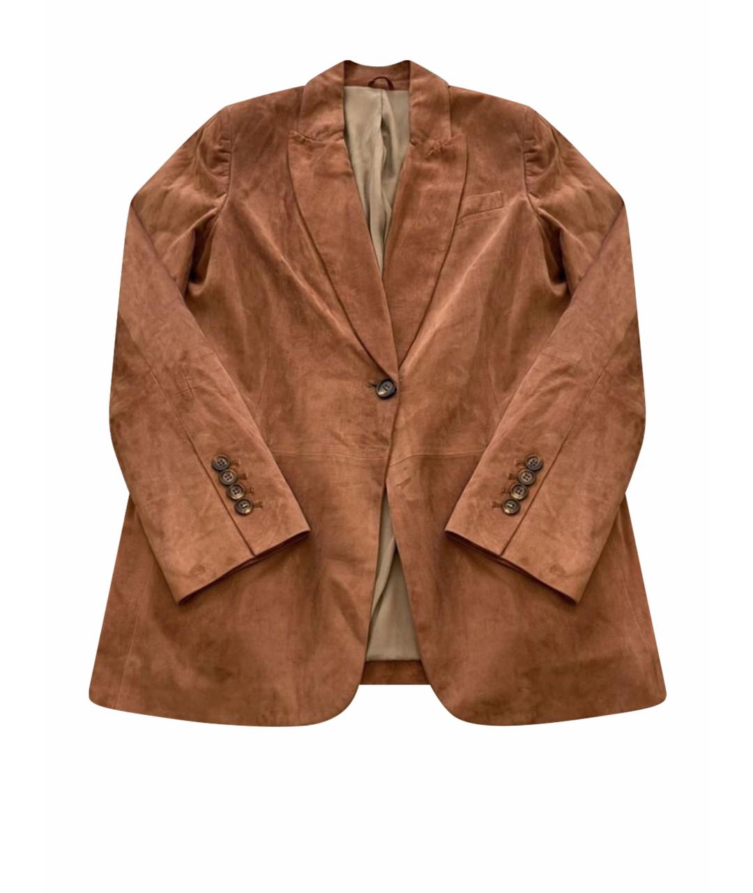 BRUNELLO CUCINELLI Коричневый замшевый жакет/пиджак, фото 1