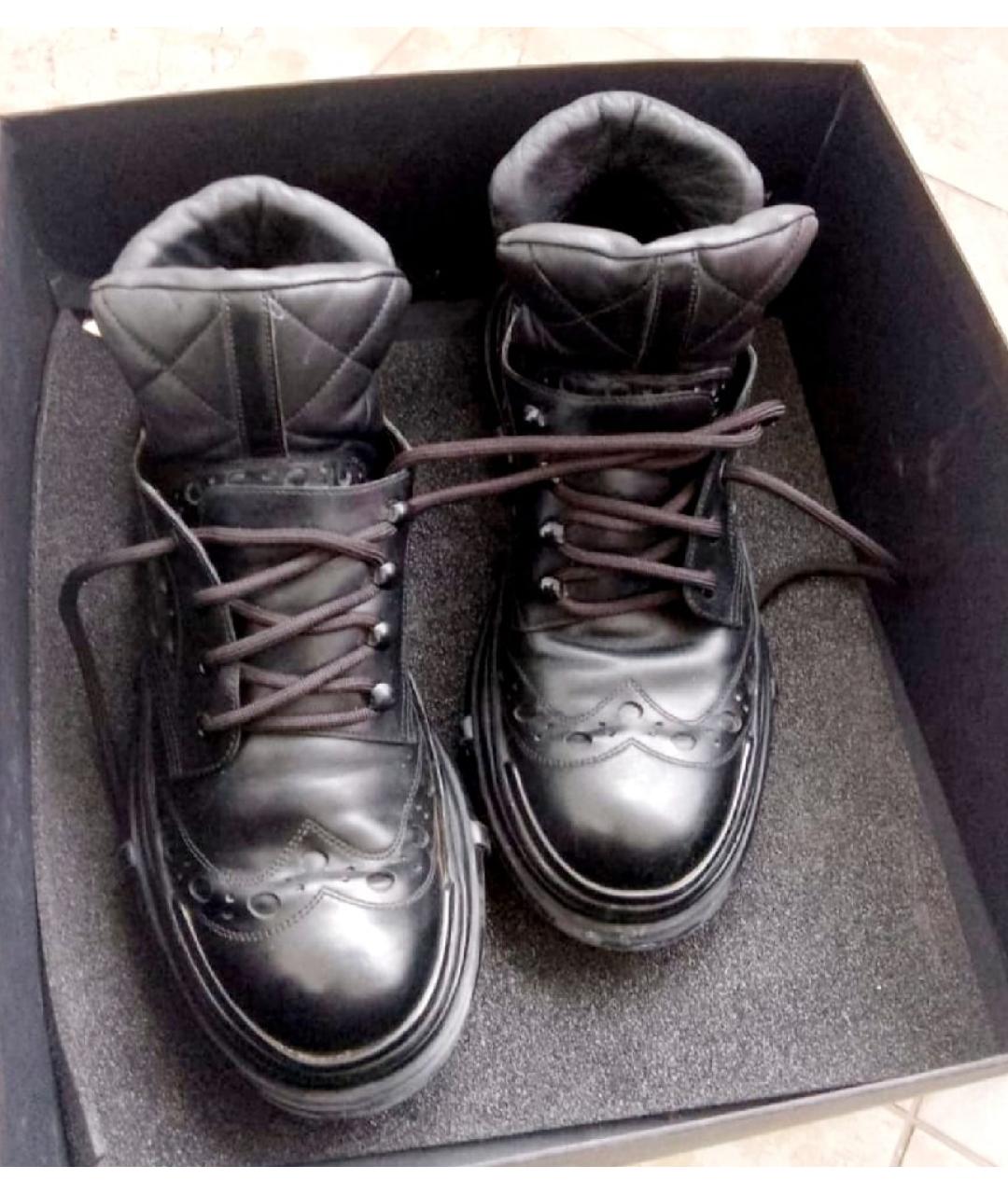 DOLCE&GABBANA Черные кожаные низкие ботинки, фото 2