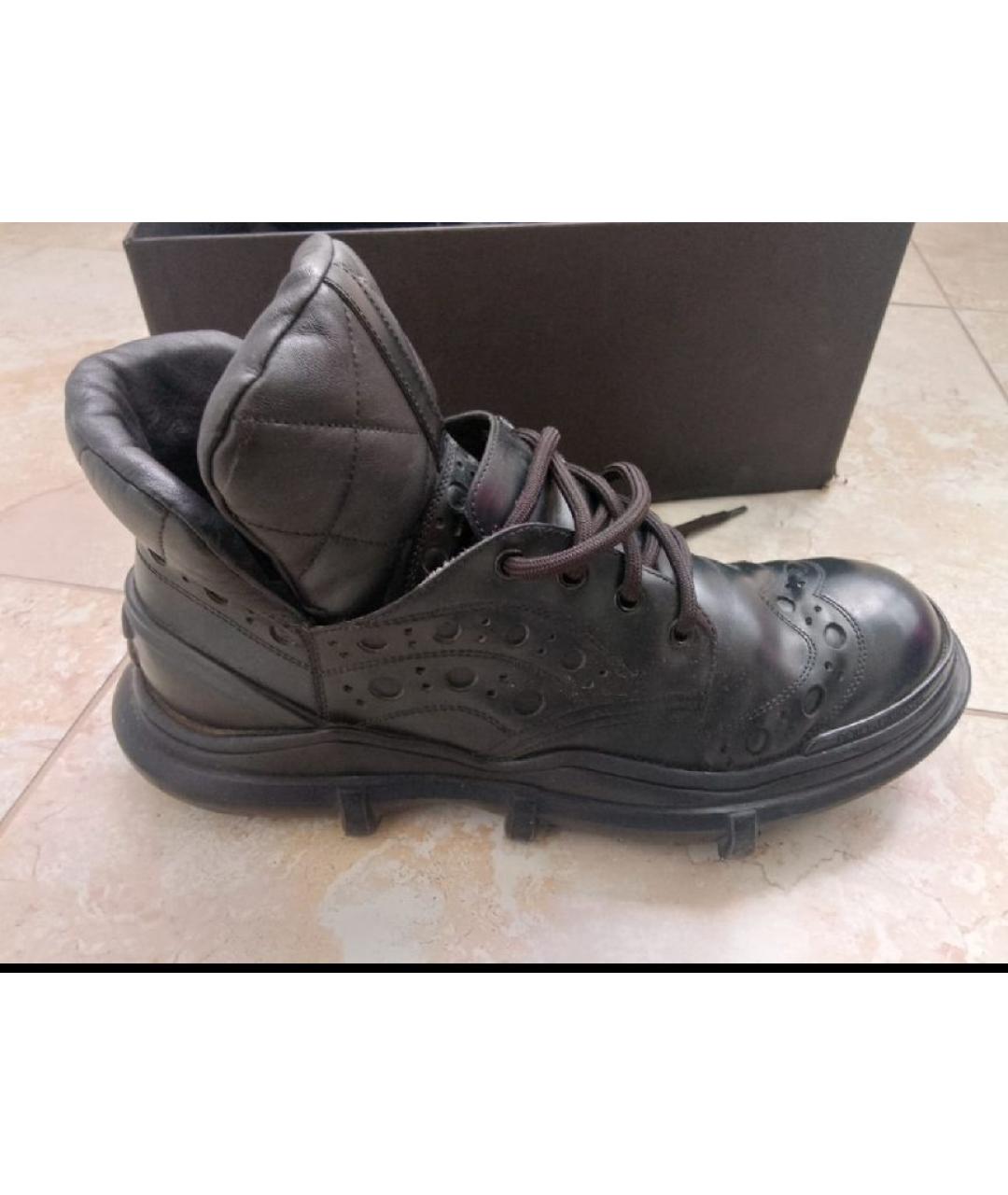 DOLCE&GABBANA Черные кожаные низкие ботинки, фото 4