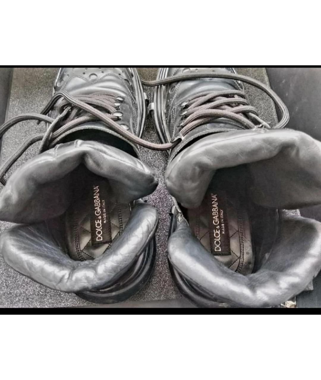 DOLCE&GABBANA Черные кожаные низкие ботинки, фото 3