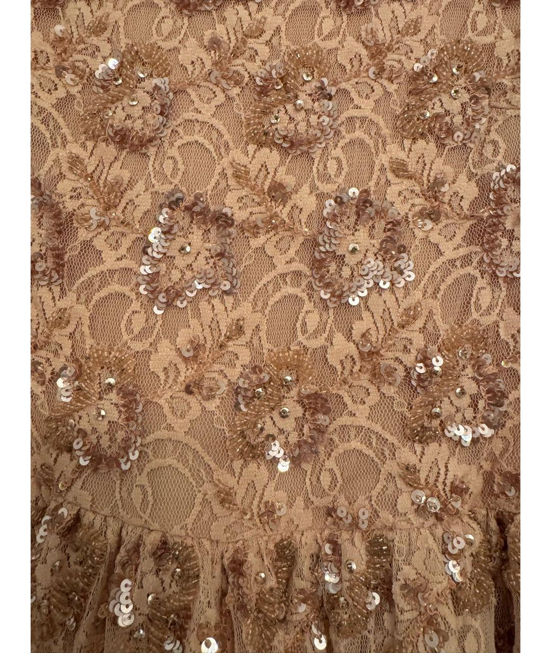 VALENTINO Бежевое кружевное вечернее платье, фото 4