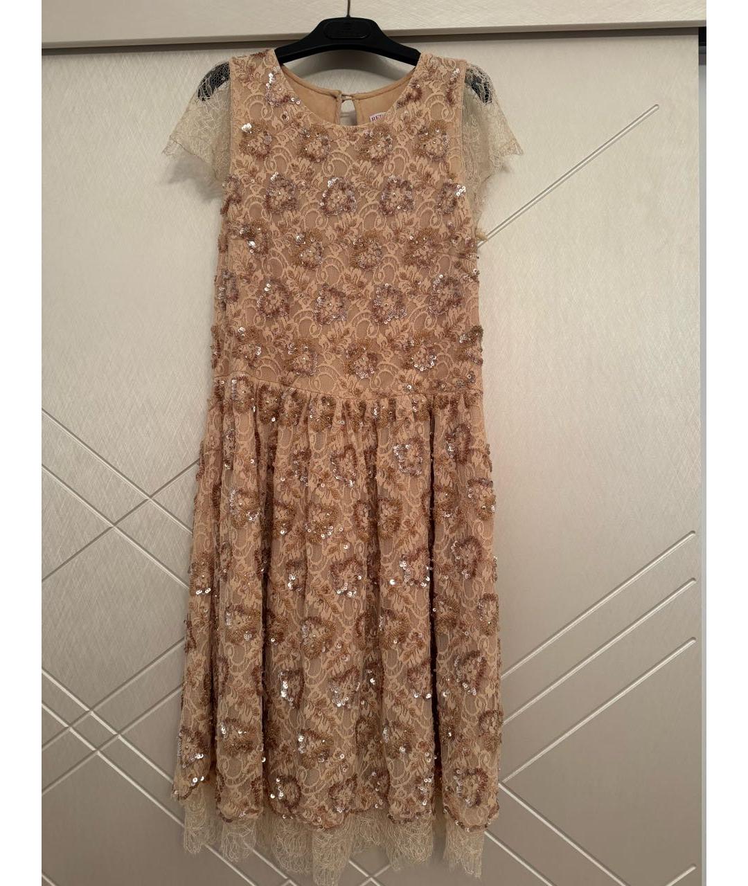 VALENTINO Бежевое кружевное вечернее платье, фото 5