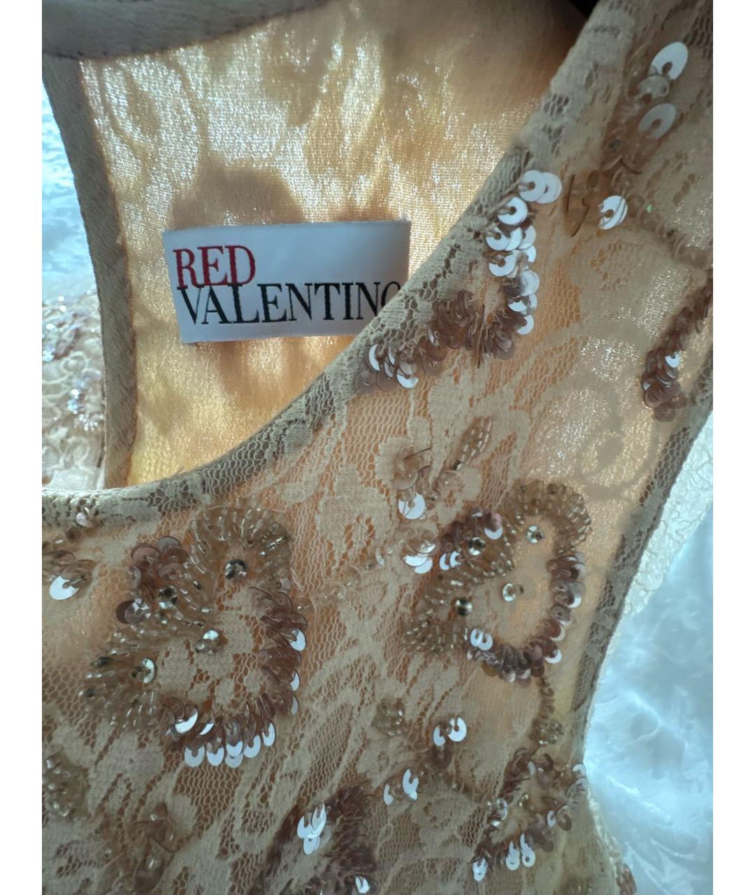 VALENTINO Бежевое кружевное вечернее платье, фото 3