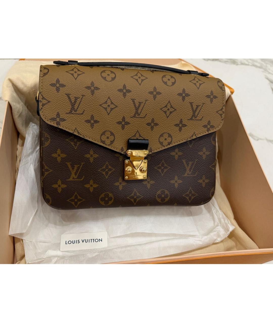 LOUIS VUITTON Коричневая кожаная сумка через плечо, фото 2