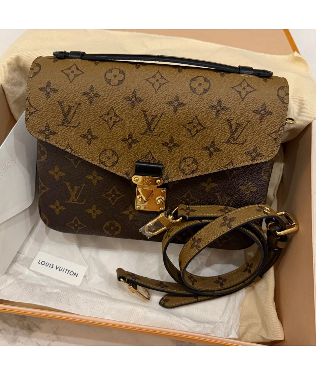 LOUIS VUITTON Коричневая кожаная сумка через плечо, фото 5