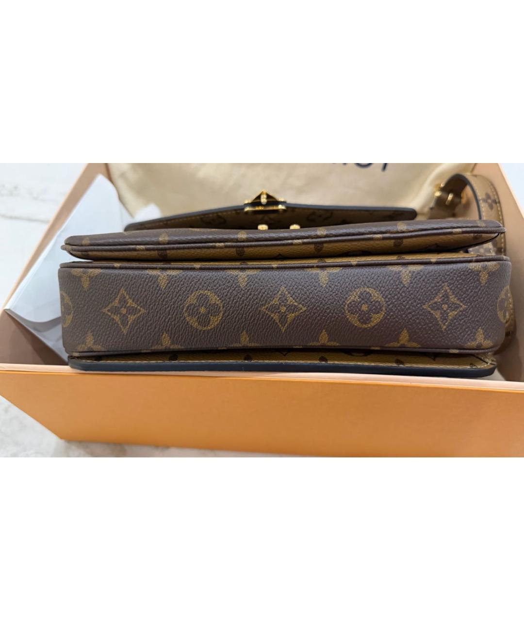 LOUIS VUITTON Коричневая кожаная сумка через плечо, фото 6