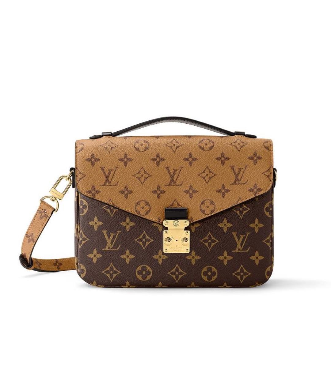 LOUIS VUITTON Коричневая кожаная сумка через плечо, фото 9