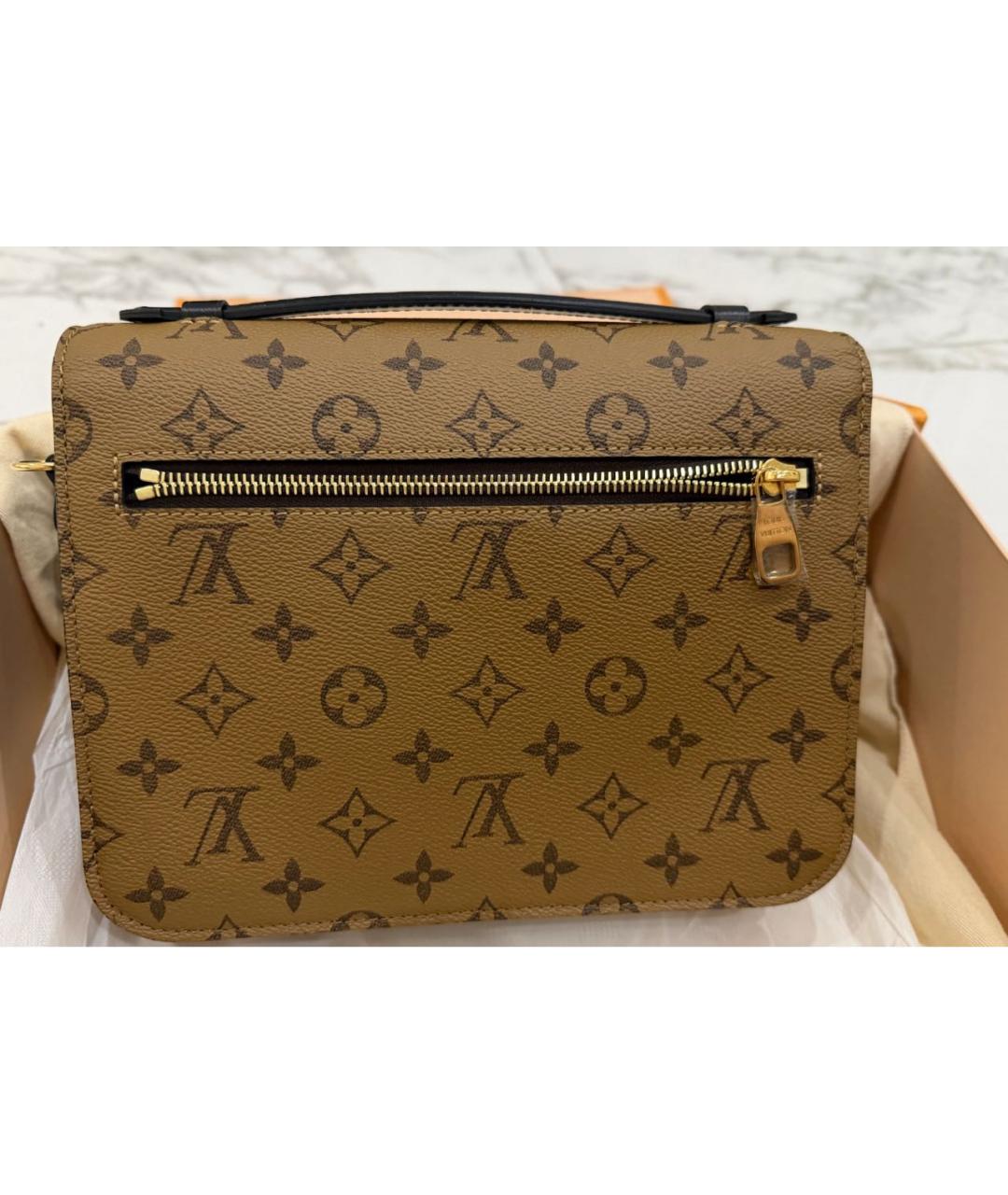 LOUIS VUITTON Коричневая кожаная сумка через плечо, фото 4