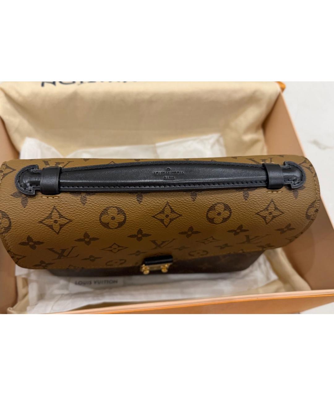 LOUIS VUITTON Коричневая кожаная сумка через плечо, фото 3