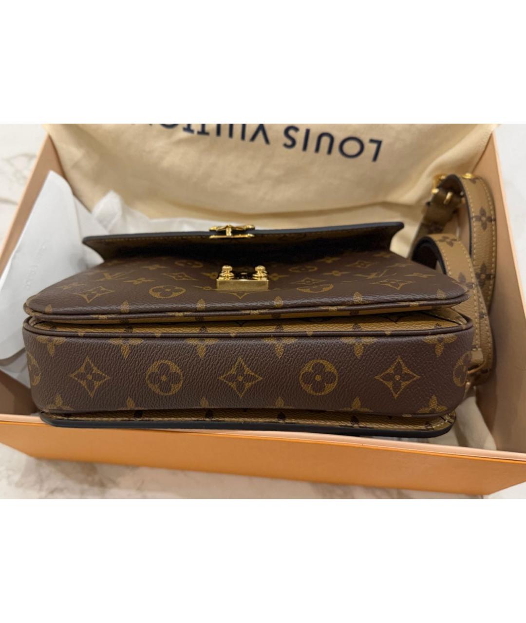 LOUIS VUITTON Коричневая кожаная сумка через плечо, фото 7