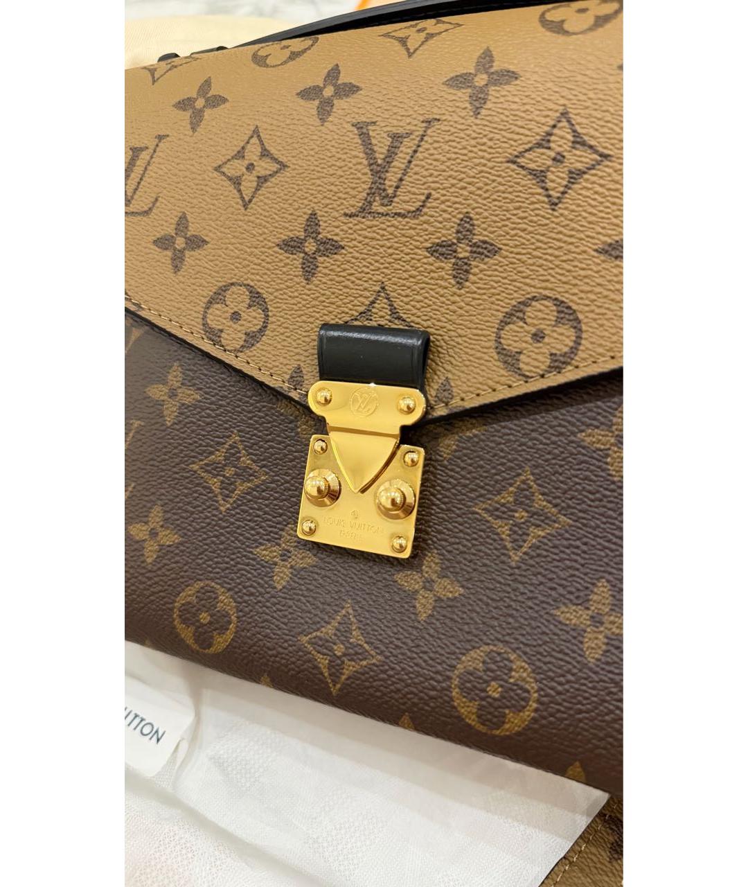 LOUIS VUITTON Коричневая кожаная сумка через плечо, фото 8