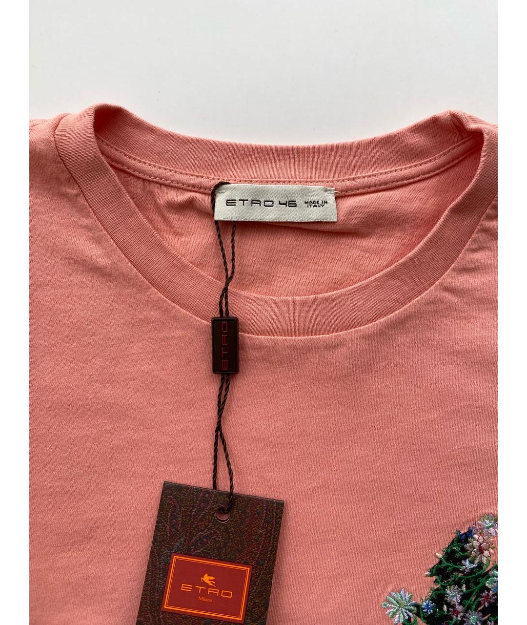 ETRO Розовая хлопковая футболка, фото 3