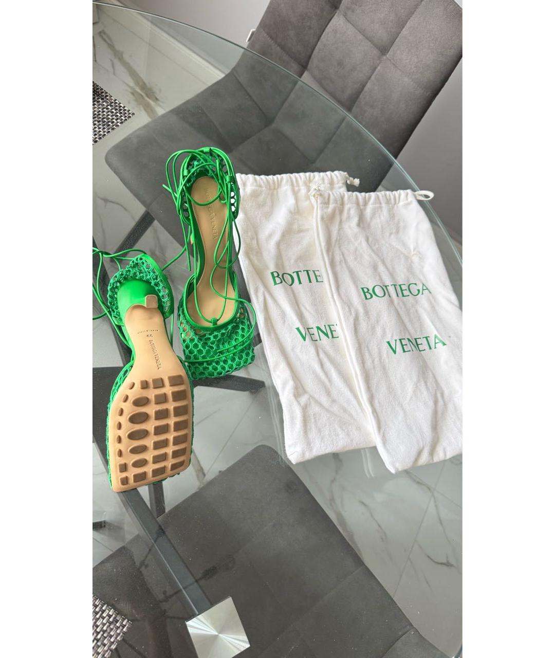 BOTTEGA VENETA Зеленые текстильные босоножки, фото 3