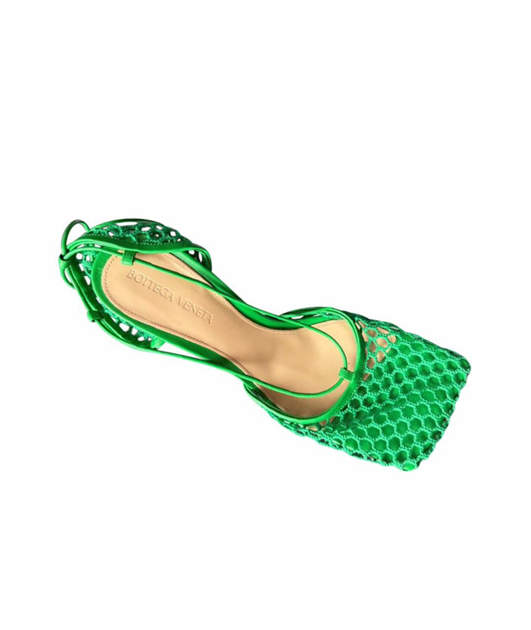 BOTTEGA VENETA Зеленые текстильные босоножки, фото 1