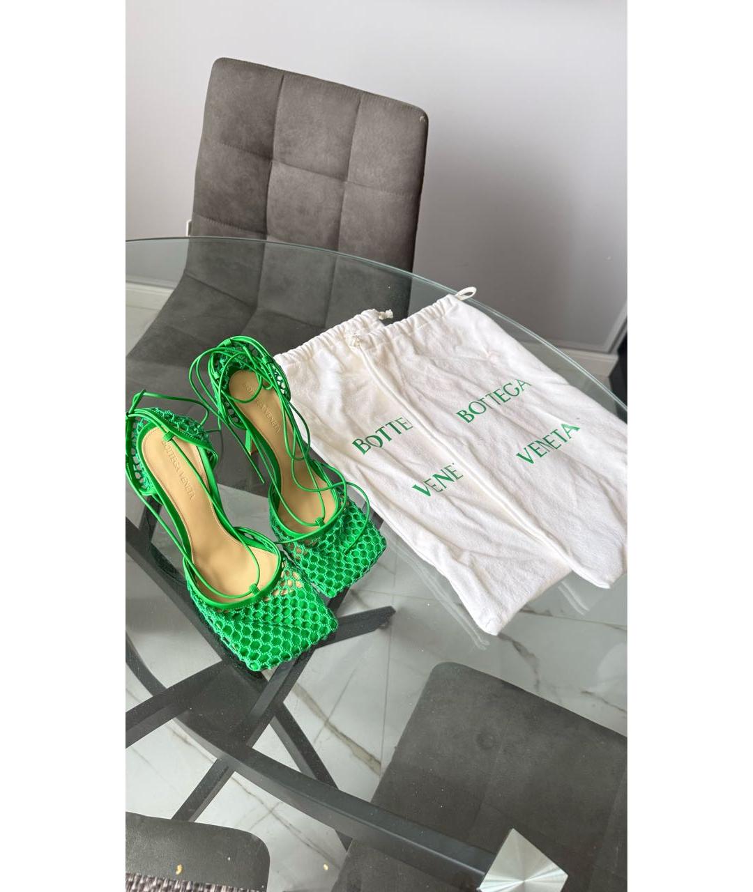 BOTTEGA VENETA Зеленые текстильные босоножки, фото 2