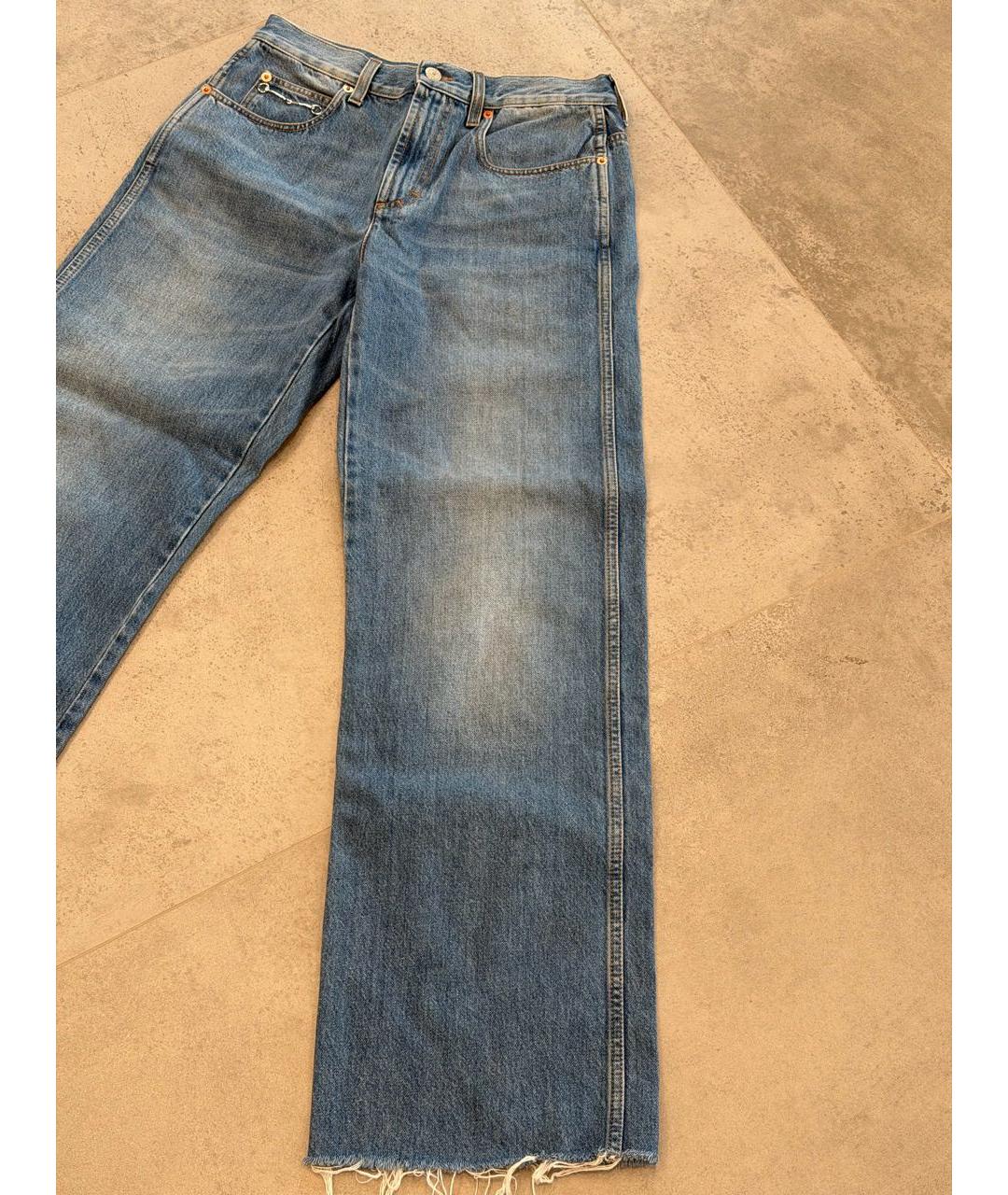 GUCCI Синие хлопковые прямые джинсы, фото 5