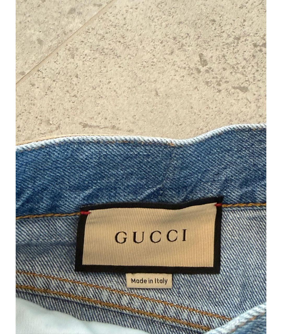 GUCCI Синие хлопковые прямые джинсы, фото 3