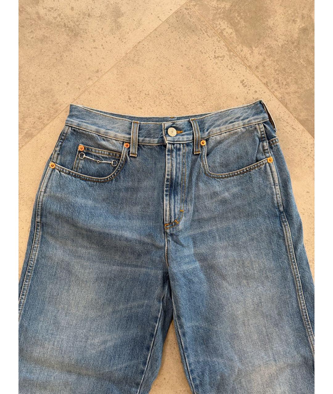 GUCCI Синие хлопковые прямые джинсы, фото 7