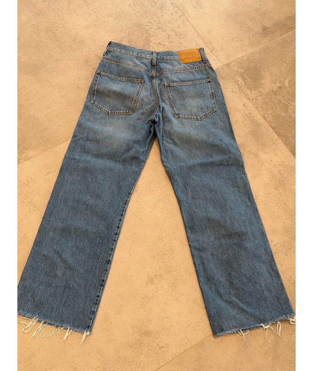 GUCCI Синие хлопковые прямые джинсы, фото 2