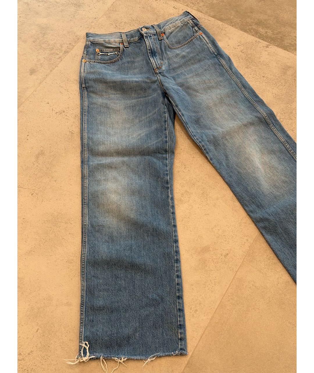 GUCCI Синие хлопковые прямые джинсы, фото 6