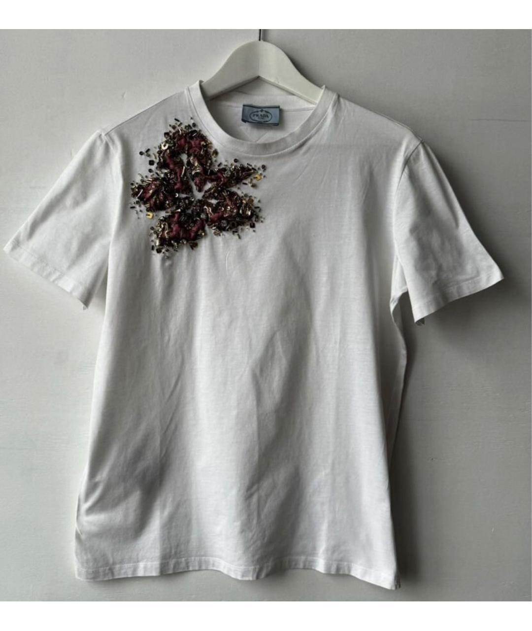 PRADA Белая хлопковая футболка, фото 6