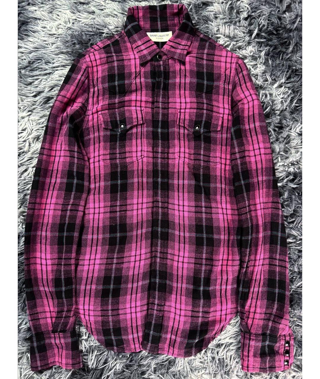 SAINT LAURENT Розовая хлопковая рубашка, фото 8