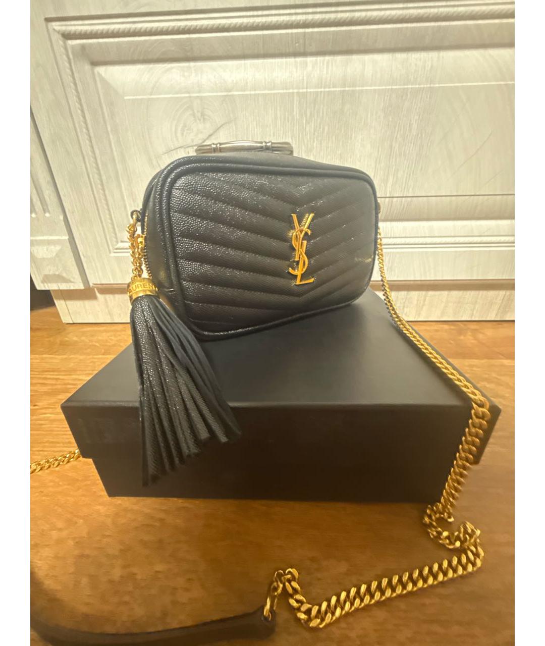 SAINT LAURENT Черная кожаная сумка через плечо, фото 2