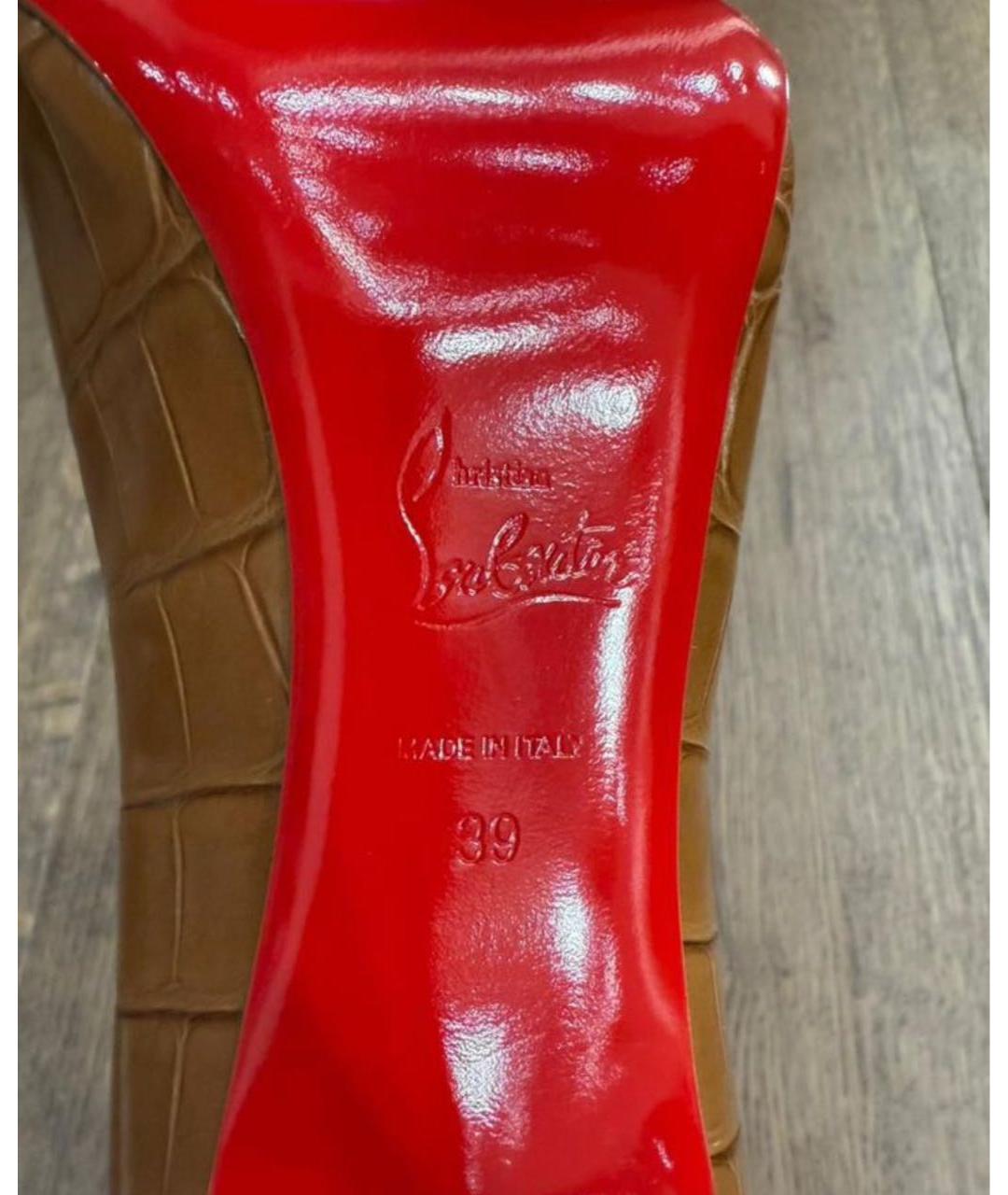 CHRISTIAN LOUBOUTIN Коричневые кожаные туфли, фото 3