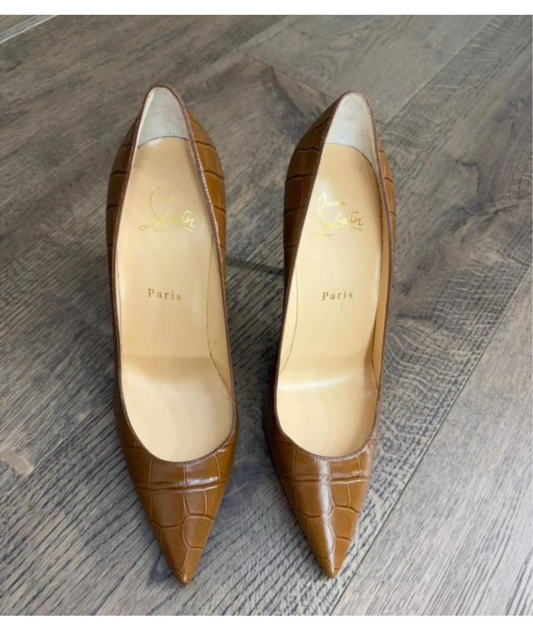 CHRISTIAN LOUBOUTIN Коричневые кожаные туфли, фото 4