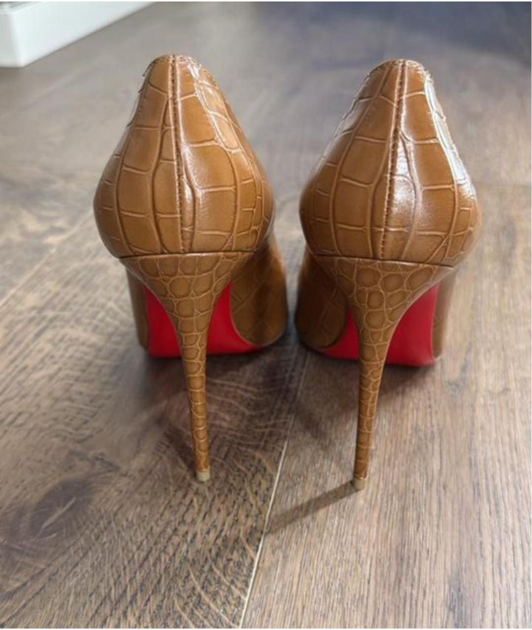 CHRISTIAN LOUBOUTIN Коричневые кожаные туфли, фото 5