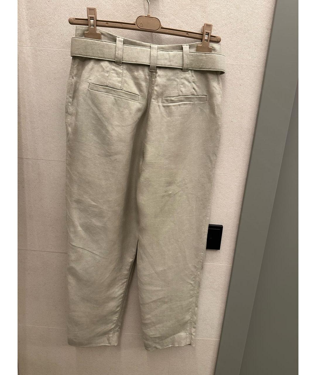 BRUNELLO CUCINELLI Бежевые льняные брюки широкие, фото 2