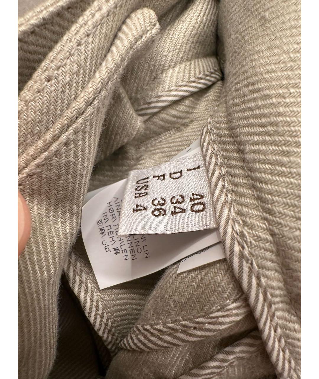 BRUNELLO CUCINELLI Бежевые льняные брюки широкие, фото 4