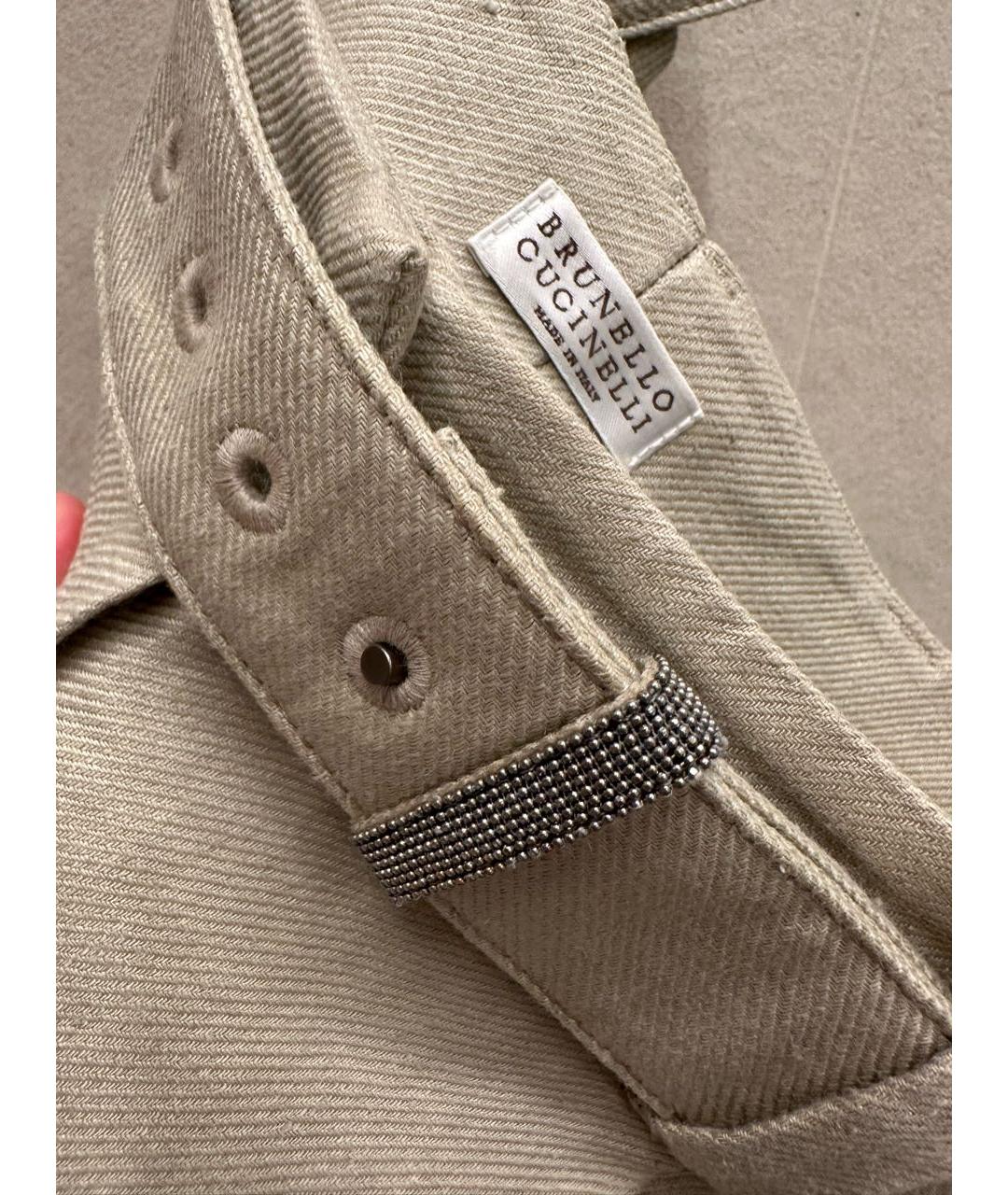 BRUNELLO CUCINELLI Бежевые льняные брюки широкие, фото 3