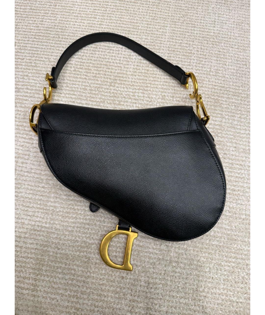 CHRISTIAN DIOR Черная кожаная сумка с короткими ручками, фото 3