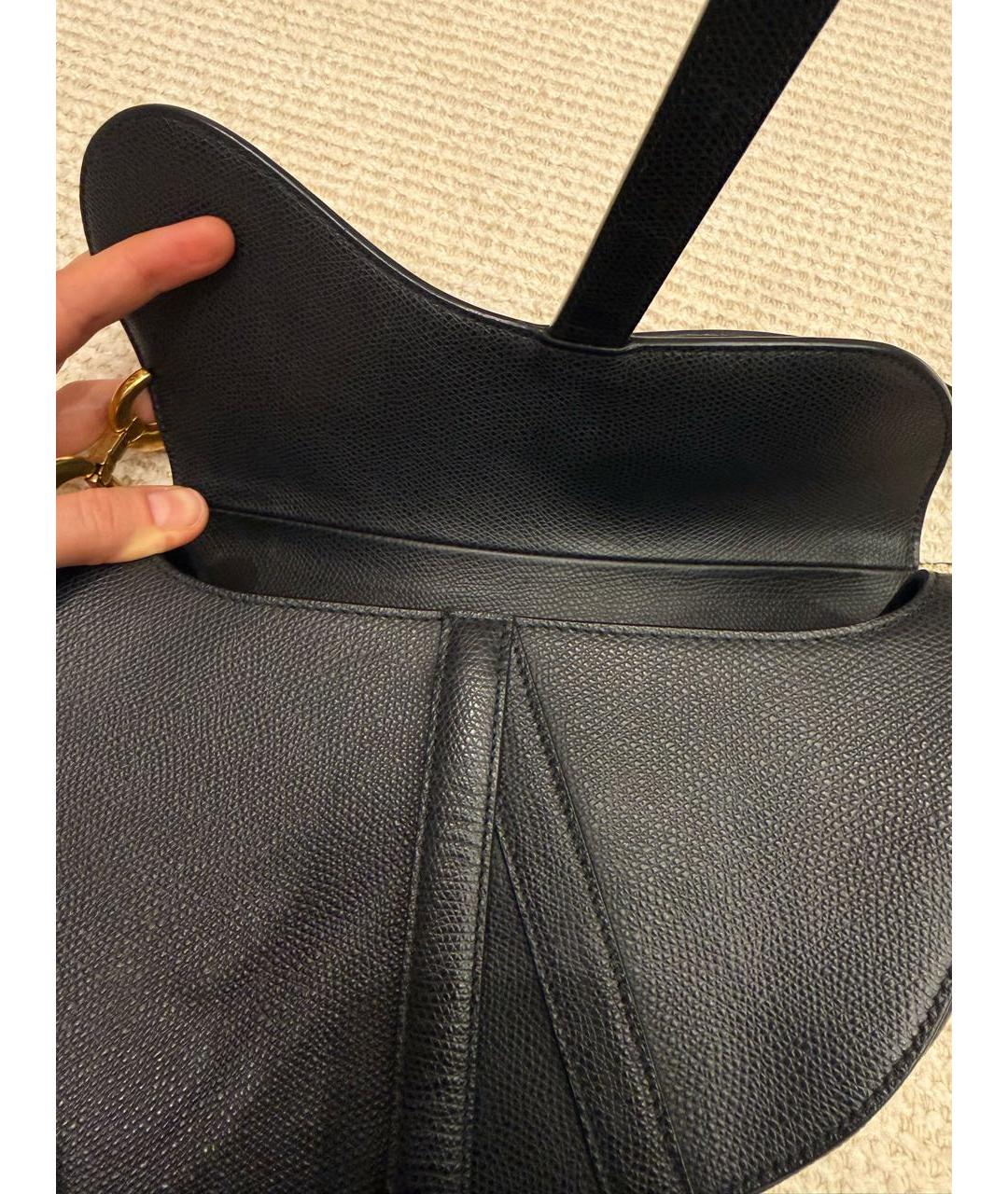 CHRISTIAN DIOR Черная кожаная сумка с короткими ручками, фото 4