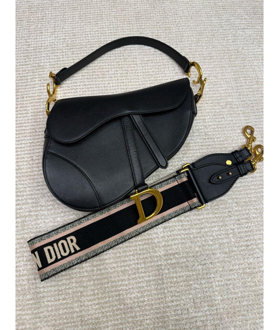 CHRISTIAN DIOR Черная кожаная сумка с короткими ручками, фото 5