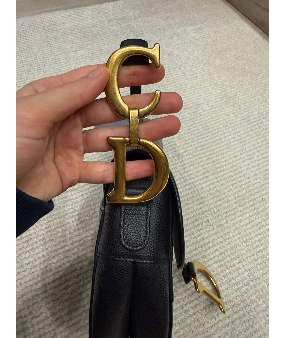 CHRISTIAN DIOR Черная кожаная сумка с короткими ручками, фото 6