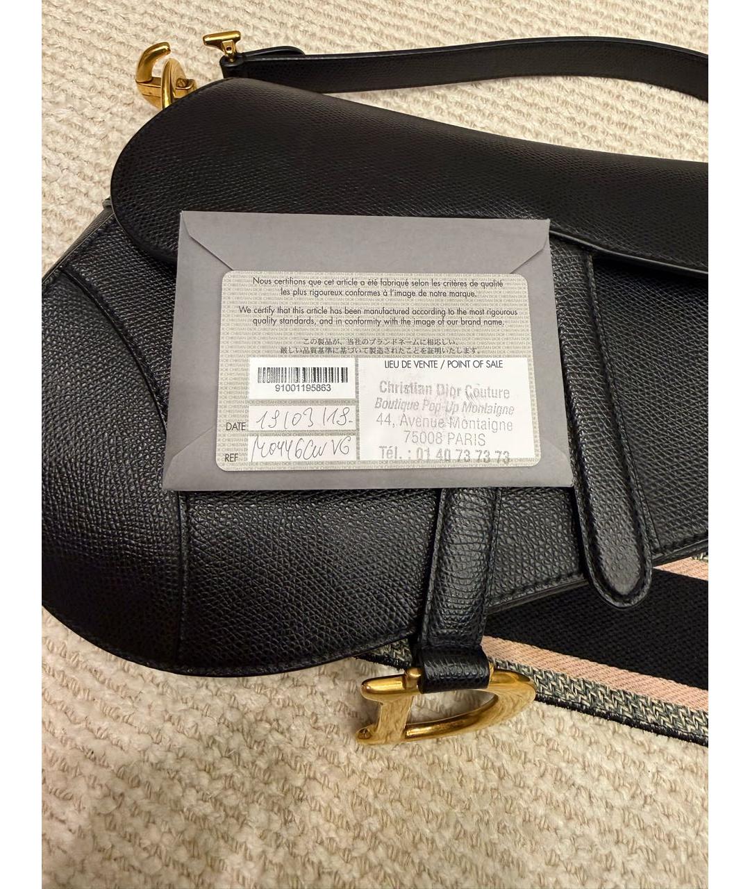 CHRISTIAN DIOR Черная кожаная сумка с короткими ручками, фото 8