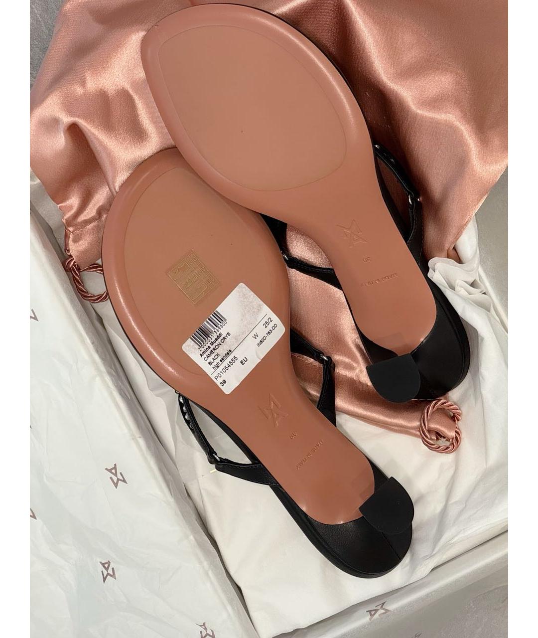 Amina Muaddi Черные босоножки, фото 6