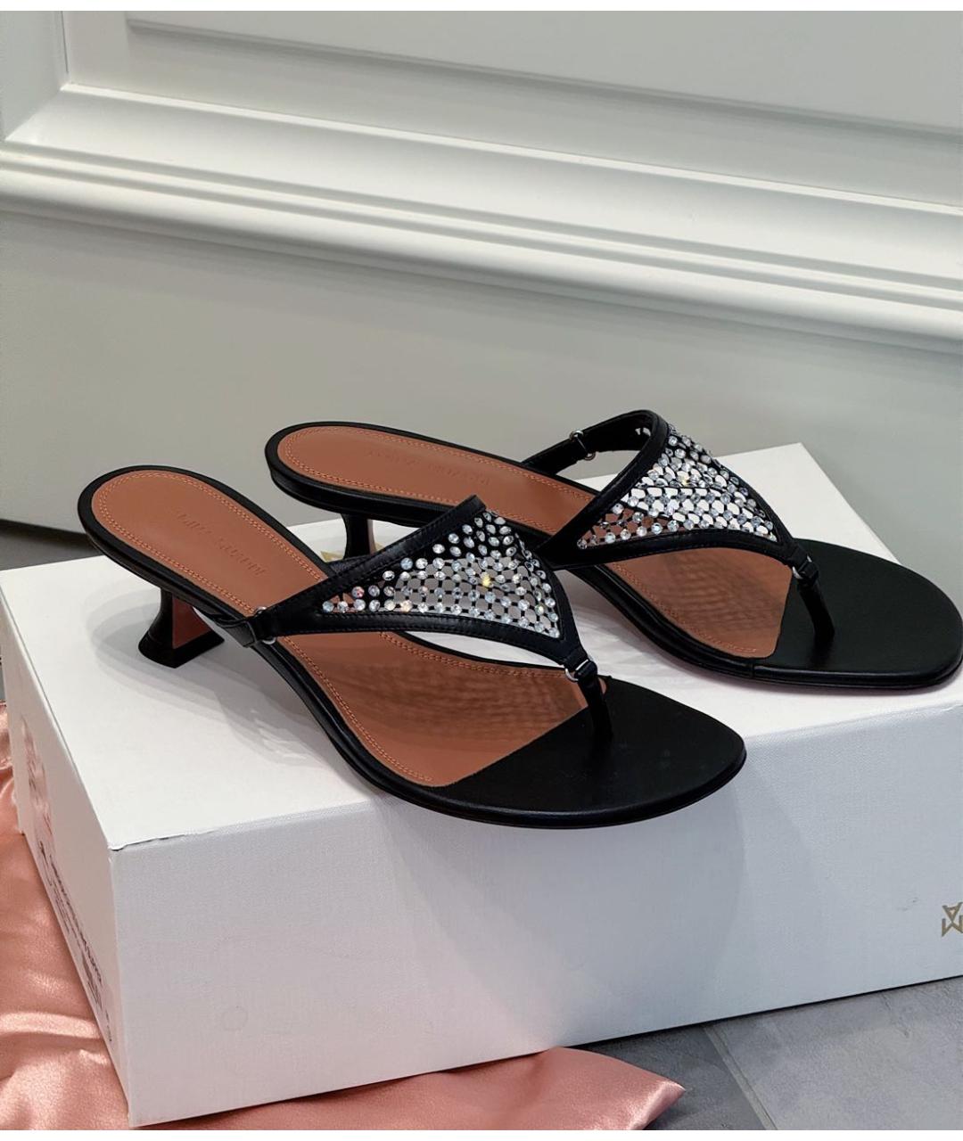 Amina Muaddi Черные босоножки, фото 4