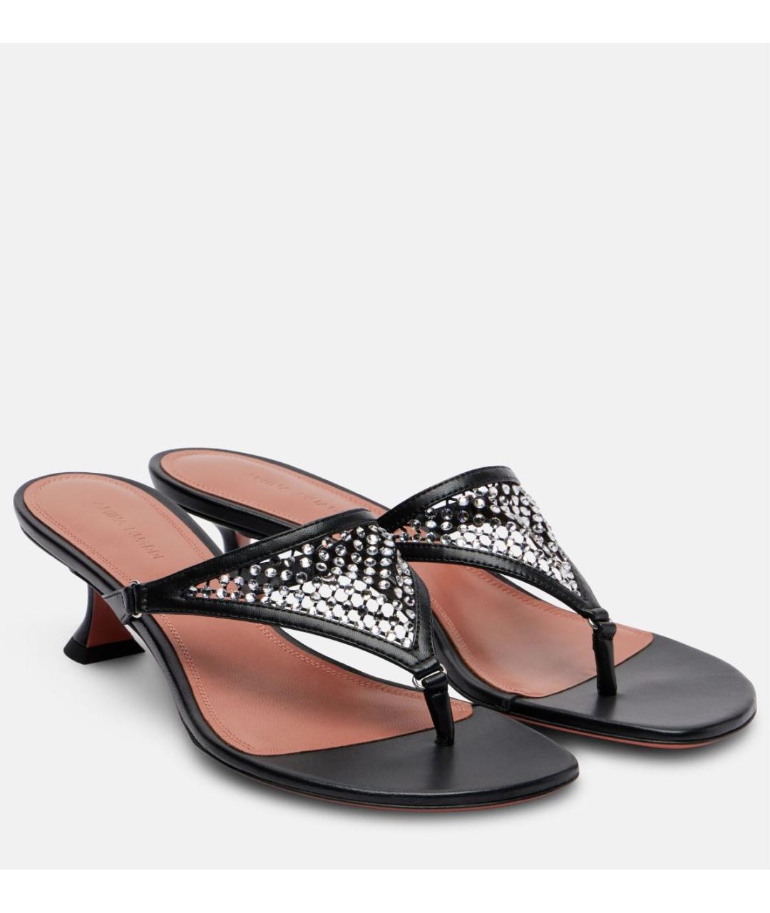 Amina Muaddi Черные босоножки, фото 2