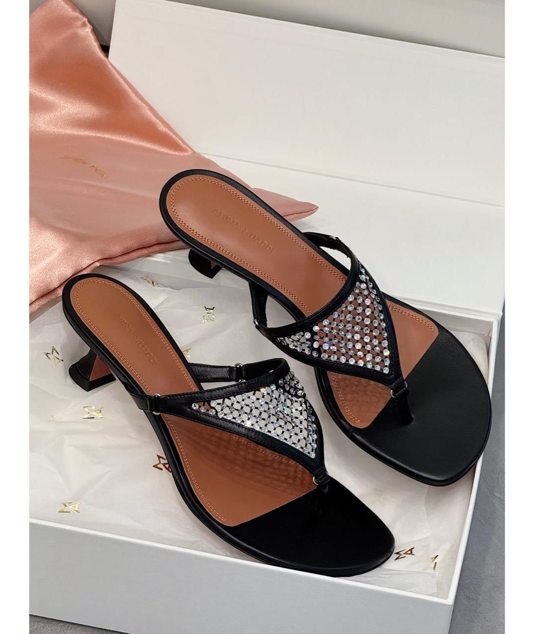 Amina Muaddi Черные босоножки, фото 5