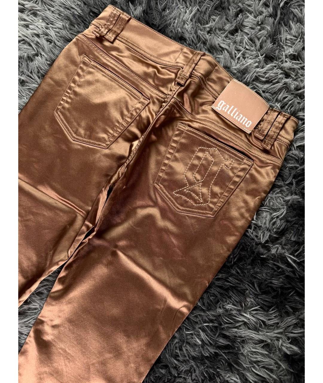 JOHN GALLIANO Коралловые хлопковые прямые брюки, фото 3