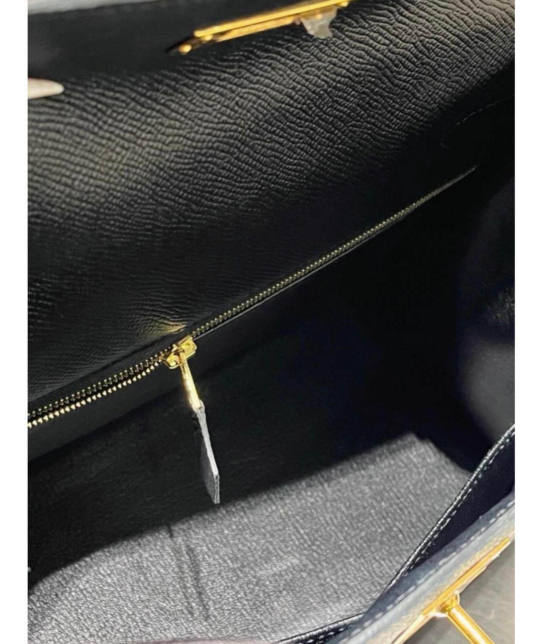 HERMES Черная кожаная сумка через плечо, фото 6