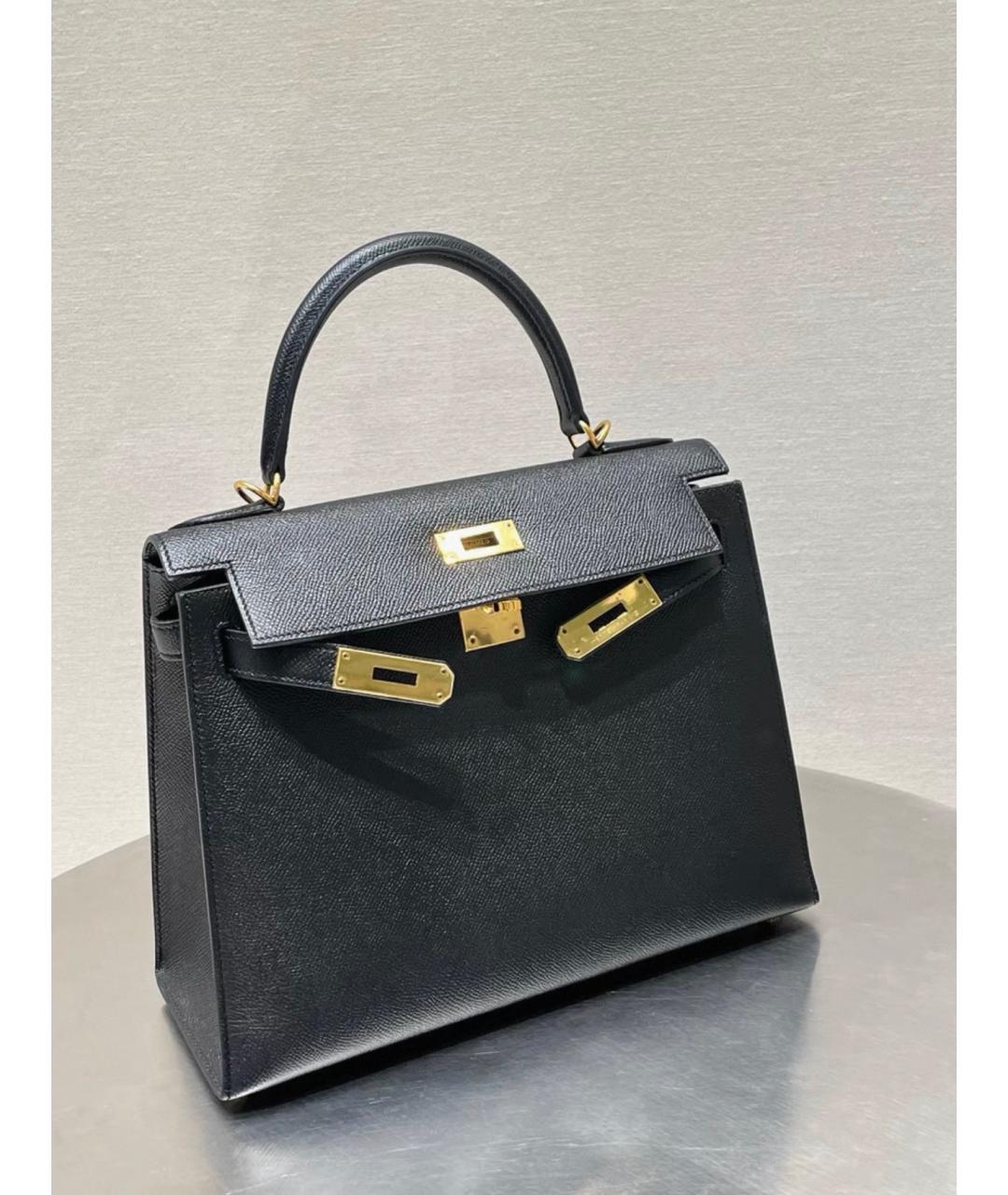 HERMES Черная кожаная сумка через плечо, фото 3